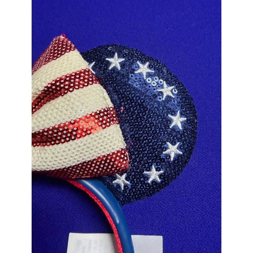 2026 Disney Parks Americana America Sequin Mickey Minnie Mouse Ear Headband New